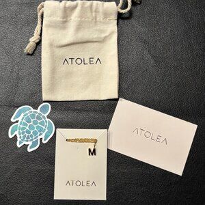ATOLEA initial necklace "M"  Stainless Steel plated with 18k gold. 17.5 - 19.5in